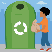 Boy at recycle bin